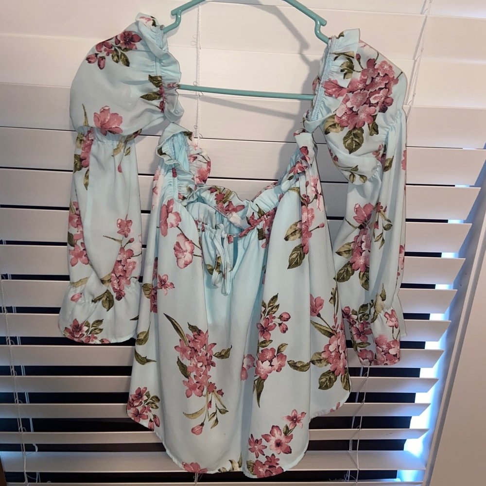 Cute off-the-shoulder floral blouse